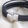 Men's Layered Vegan Leather Straps Bracelet, thumbnail 5 of 9