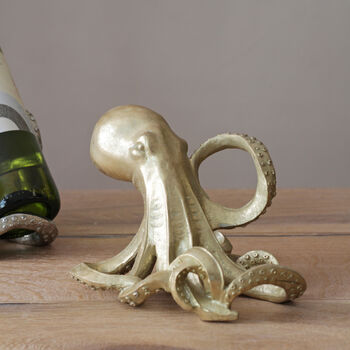 Octopus Wine Bottle Holder In Gold, And Silver, 8 of 9