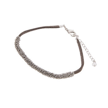 Grey Leather Trim Necklace And Bracelet Set, 4 of 10