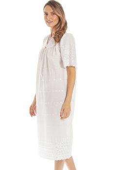 British Made Cotton Nightdress Cream Embroidery Anglaise, 4 of 4