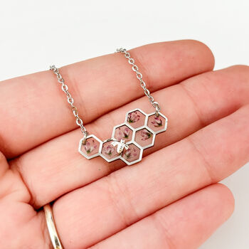 Purple Honeycomb Bee Necklace, 3 of 5