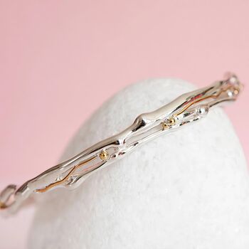Heavy Molten Sterling Silver Bangle, 3 of 9