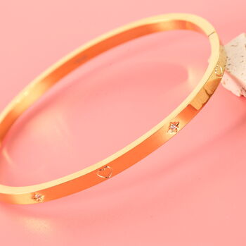 Minimalist Gold Polaris Guiding Heart Bangle Bracelet, 8 of 10