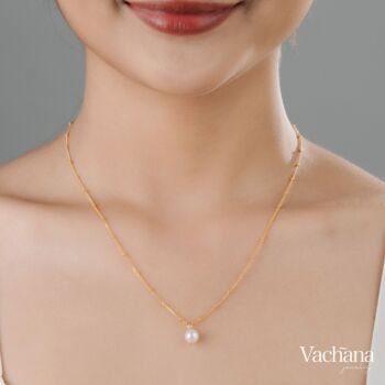 Natural Pearl Satellite Chain Gold Vermeil, Rhodium Necklace, 6 of 8