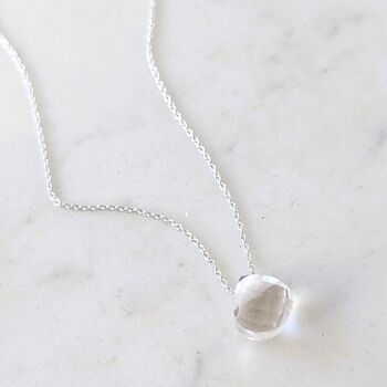 Clear Quartz Teardrop April Birthstone Necklace, Silver, 4 of 6