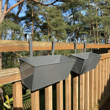 Pair Of Charming Charcoal Grey Hanging Balcony Planters, 2 of 6