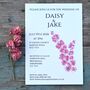 Pack 12 Cerise Larkspur Personalised Wedding Invitation, thumbnail 1 of 6