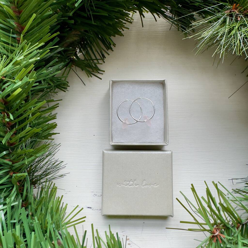 Rose Quartz Hoop Earrings, 1 of 7