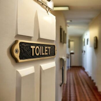 Traditional Brass Toilet Door Plaque With Black Finish, 4 of 7