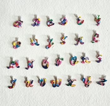 Hand Painted Mini Floral Initial Letter Pendant Gift With Stand, 2 of 12