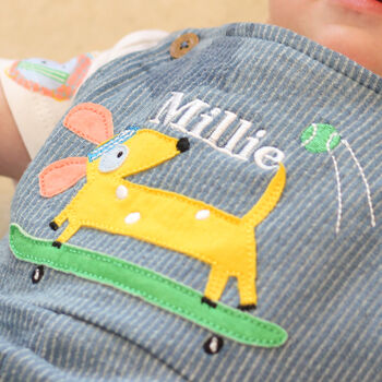 Personalised Dog Dungarees For Baby Newborn Gift, 7 of 10