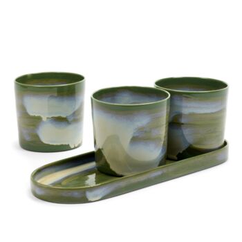Serax Trio Of Designer Hand Glazed Herb Pots On A Tray, 4 of 5