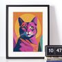 Pink Cat Portrait Illustration Art Print, thumbnail 1 of 4