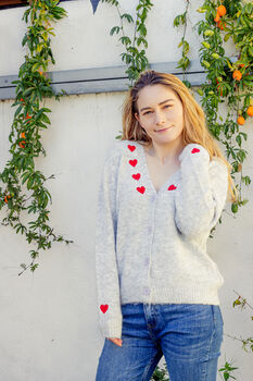 Grey Heart Embroidered Cardigan, 2 of 7