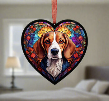 Beagle Stained Glass Effect Heart Suncatcher, 4 of 6