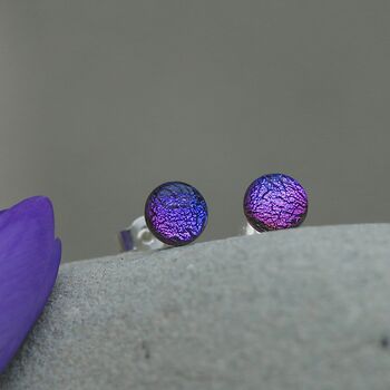 Small Purple Glass And Sterling Silver Stud Earrings, 7 of 11