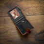 Personalised Wallet Brown And Black Leather Men's Wallet Rfid Safe, thumbnail 6 of 12