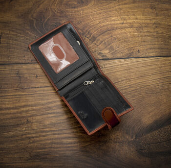 Personalised Wallet Brown And Black Leather Men's Wallet Rfid Safe, 6 of 12