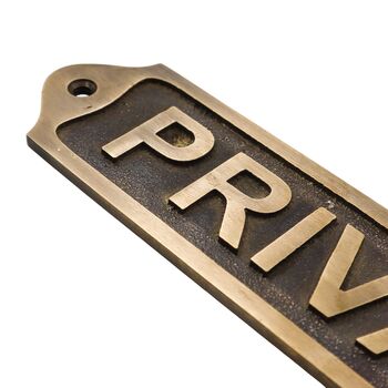 Retro Private Door Sign Solid Brass Antique Style Sign Plaque, 5 of 11