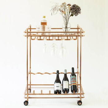 Handmade Drink Trolley With Wine Rack And Glass Rack, 2 of 5