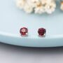 Sterling Silver Genuine Garnet Stud Earrings, thumbnail 6 of 11