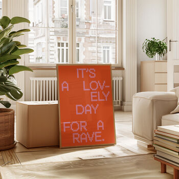Day For A Rave Print | Typographic Poster | Wall Art | Aesthetic | Y2 K | Trendy | Club | Raving | Music |, 7 of 9