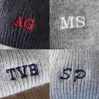 Men’s Personalised Cashmere Wool Scarf And Beanie Hat Gift Set, 6 of 7