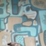 Cubist Jigsaw Wallpaper Stone / Turquoise, thumbnail 3 of 8