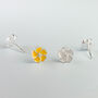 Sterling Silver White Or Yellow Flower Stud Earrings, thumbnail 2 of 4