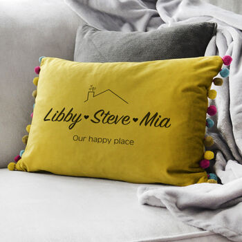 Personalised Happy Place Family Velvet Cushion, 2 of 11