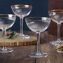 Set Of Four Ribbed Glass Champagne Saucers, thumbnail 3 of 9