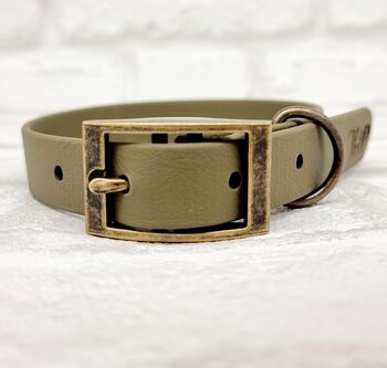 Waterproof Dog Collar And Lead Set Military Green, 2 of 3