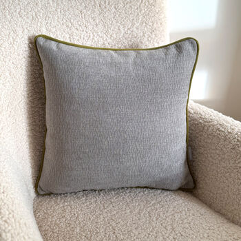 Luxury Soft Brushed Linen Blend Cushion Light Grey With Optional Piping, 3 of 5