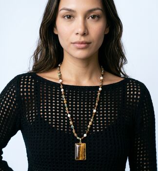Nekomeishi Tigers Eye And Semi Precious Stones Necklace, 2 of 6