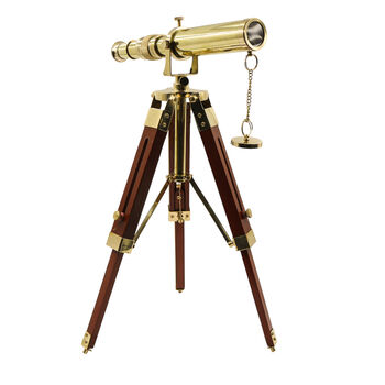 Personalised Brass Telescope With Wooden Tripod Stand, 10 of 11