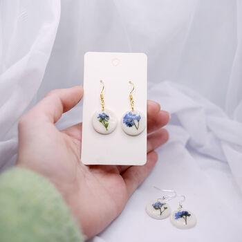 Forget Me Not Porcelain Style Polymer Clay Earrings, 4 of 11