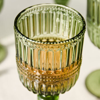 Merida Green Embossed Wine Glass, 2 of 4