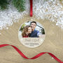 Personalised Couples 1st Christmas Acrylic Hanging Decoration Circle Bauble, thumbnail 1 of 3