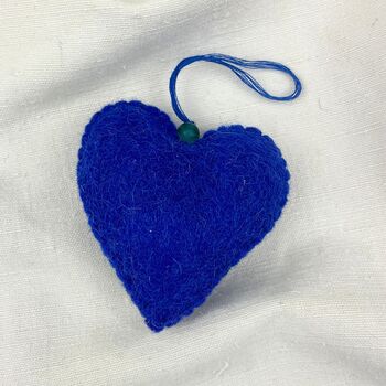 Fair Trade Beaded Felt Heart Christmas New Baby Decor, 9 of 12