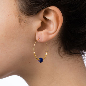 Lapis Lazuli And Fair Trade Hoops 30mm, 3 of 10