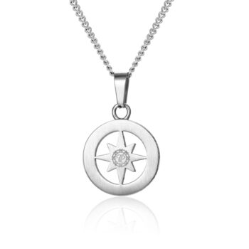 North Star Compass Steel Pendant Necklace, 9 of 12