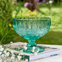 Set Of Four Turquoise Aurielle Glass Footed Dessert Bowls, thumbnail 1 of 2