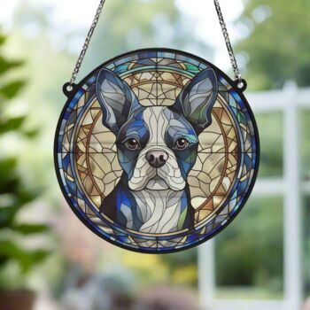 Boston Terrier Stained Glass Effect Suncatcher, 5 of 5