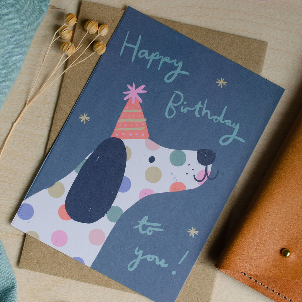 Spotty Dog Birthday Card By Studio Lowen