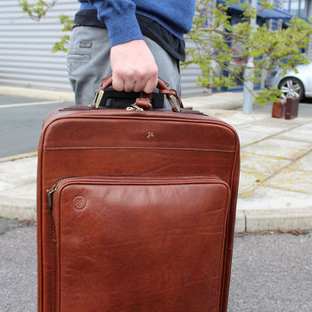 Luxury Wheeled Leather Luggage Bag. 'The Piazzale', 7 of 12