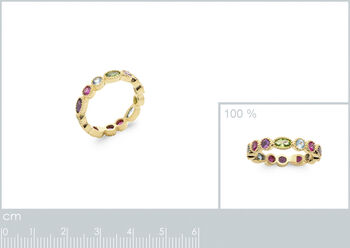 18ct Gold Plated Colourful Stones Eternity Ring, 4 of 6