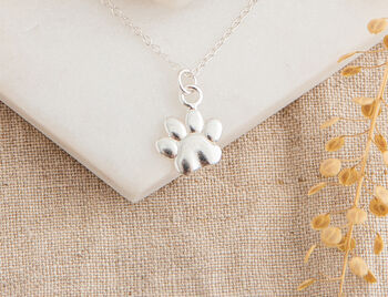 Rose Gold Plated Sterling Silver Paw Print Necklace, 4 of 5