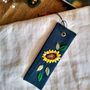 Sunflower Hand Embroidered Linen Bookmark, thumbnail 2 of 5