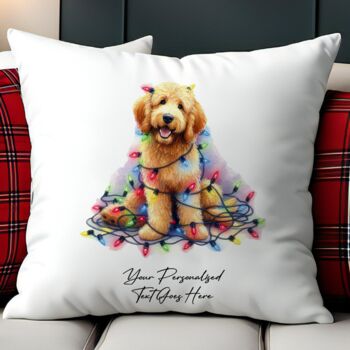 Personalised Golden Doodle In Christmas Lights, 2 of 10