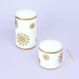 G Decor Snow White Pillar Candle With Gold Snowflakes, thumbnail 3 of 7